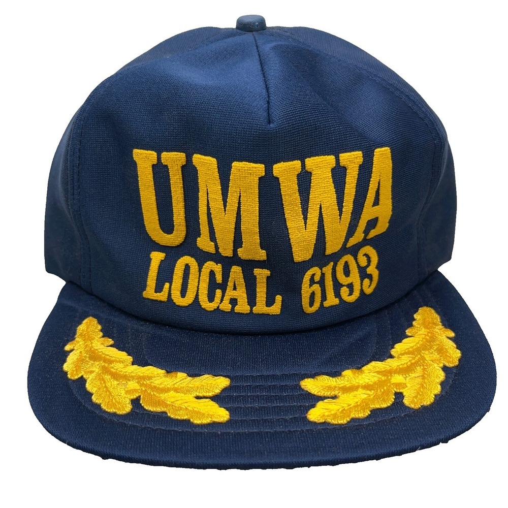 Vintage UMWA Trucker Hat Coal Mining Union Mine 80s Made In USA Leafs Puffy Cap